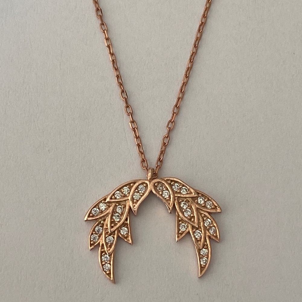 😇Angel wing necklace cz 925 sterling silver - Picture 2 of 2